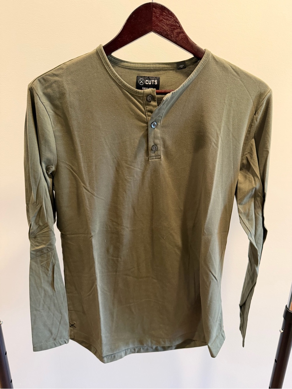 Cuts Clothing Olive Henley Long Sleeve Shirt